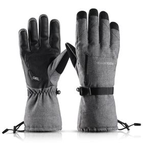 Ski Gloves Waterproof Gloves with Touchscreen Function Thermal Snowboard Gloves Warm Motorcycle Snow Gloves Men Women (Color: Grey, size: XL)