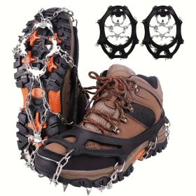 Shoe Ice Claws, Traction Shoe Nails, Ice and Snow Grip Straps with 19 Stainless Steel Nails, Shoe Claws Anti-Slip Boot Nails, Suitable for Walkin (Model: L)